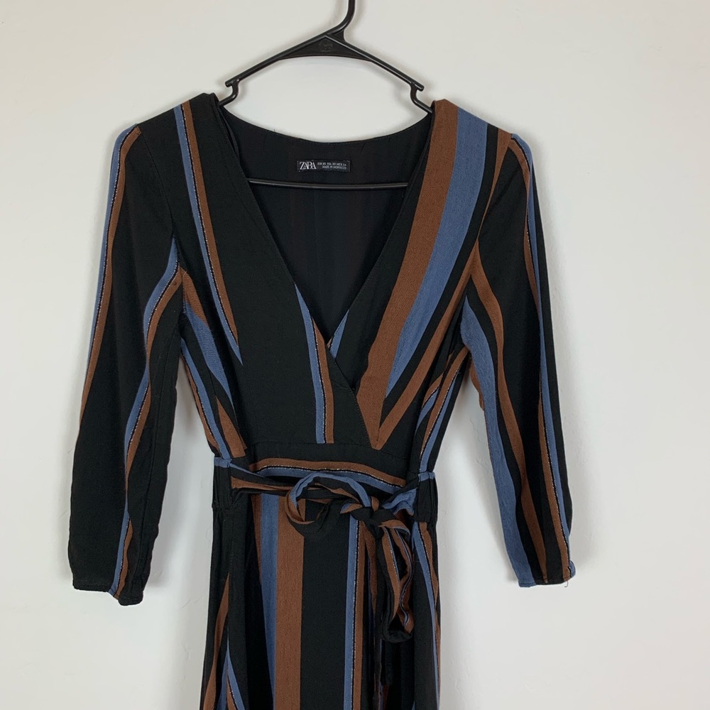 ZARA Stripe Wrap Maxi Dress - Picture 2 of 8